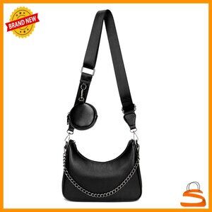 Crossbody Hobo Handbag with Coin Purse, Removable Straps, Faux Leather